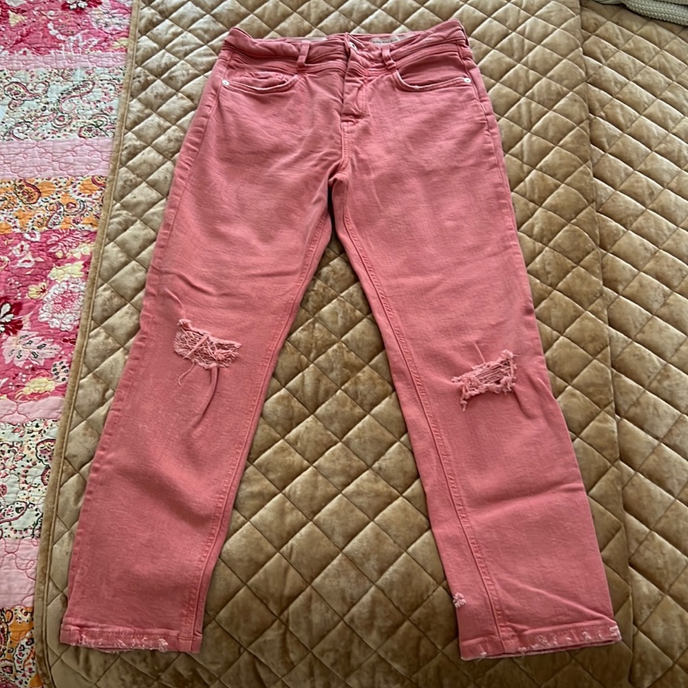 Anthropologie Pilcro and Letterpress red/pink denim high-rise slim size 29